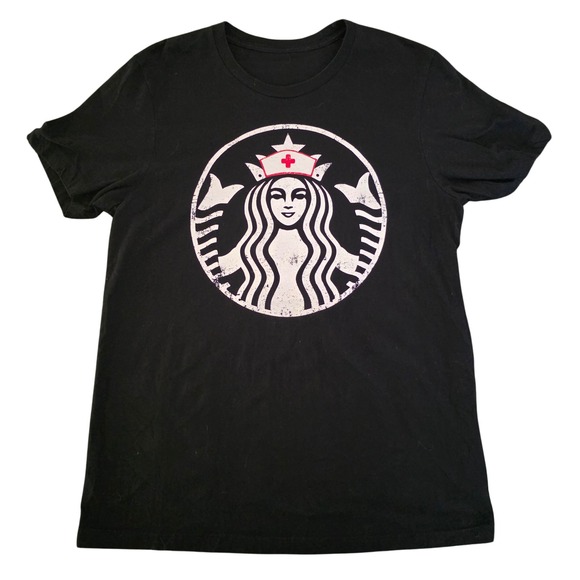 Starbucks Nurse Graphic T-Shirt Black Tee Coffee Lover Gift Idea - Picture 1 of 3